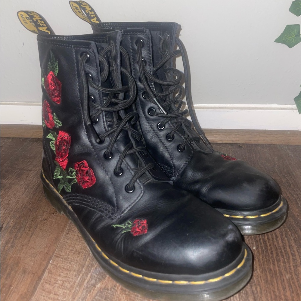 Dr. Martens Red Rose Boots